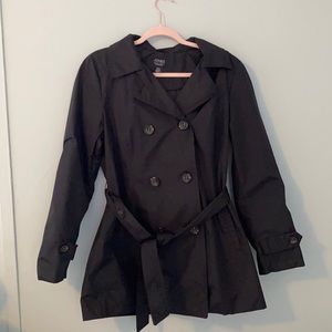 Jones New York Women’s Black Hooded Trench Rain Coat